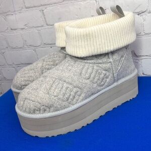 |•UGG•| Classic Mini Platform Felted Boots Signature Size US 8 EU 39